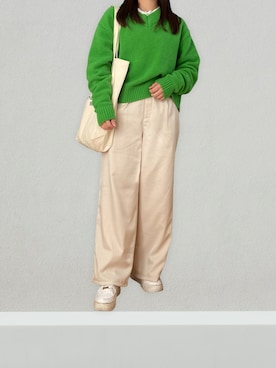 「NIKE（ナイキ）のWMNS AF1 SAGE LOW ナイキ ウィメンズ エアフォース1 セイジ LOW AR5339-100（スニーカー）」を使った、yuri さん（レディース・147cm）の秋コーディネート