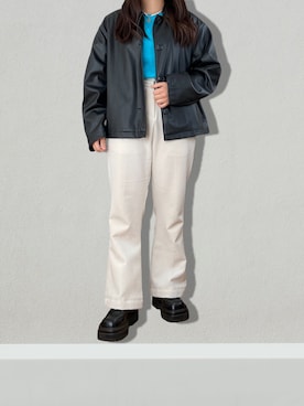「ブルーニット」｜「アイテム（アクセサリー）」を使った、yuri さん（レディース・147cm）の冬コーディネート