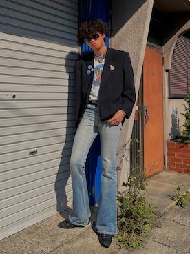 「フレアデニム」｜しょーたさん（メンズ・180cm）の春コーディネート