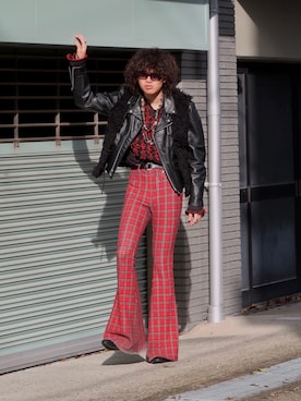 「アイテム（ライダースジャケット）」を使った、しょーたさん（メンズ・180cm）の冬コーディネート