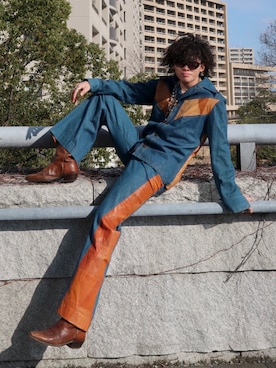 「ワントーンコーデ」｜「アイテム（デニムジャケット）」を使った、しょーたさん（メンズ・180cm）の冬コーディネート