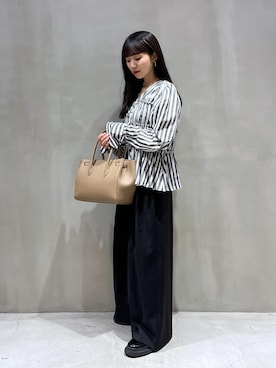 「FEMME」｜「アイテム（スラックス）」を使った、Futabaさん（レディース・153cm）の春コーディネート