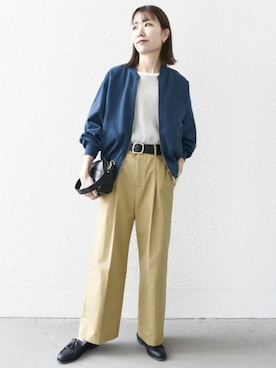 「24SS」｜「アイテム（ブルゾン）」を使った、机さん（レディース・166cm）の冬コーディネート