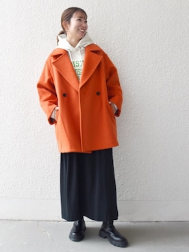 「アイテム（チェスターコート）」を使った、机さん（レディース・166cm）の秋コーディネート