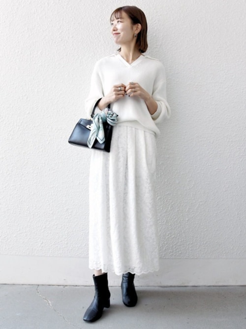 SHIPS any:〈手洗い可能〉フラワー メッシュ レース タック セミフレア