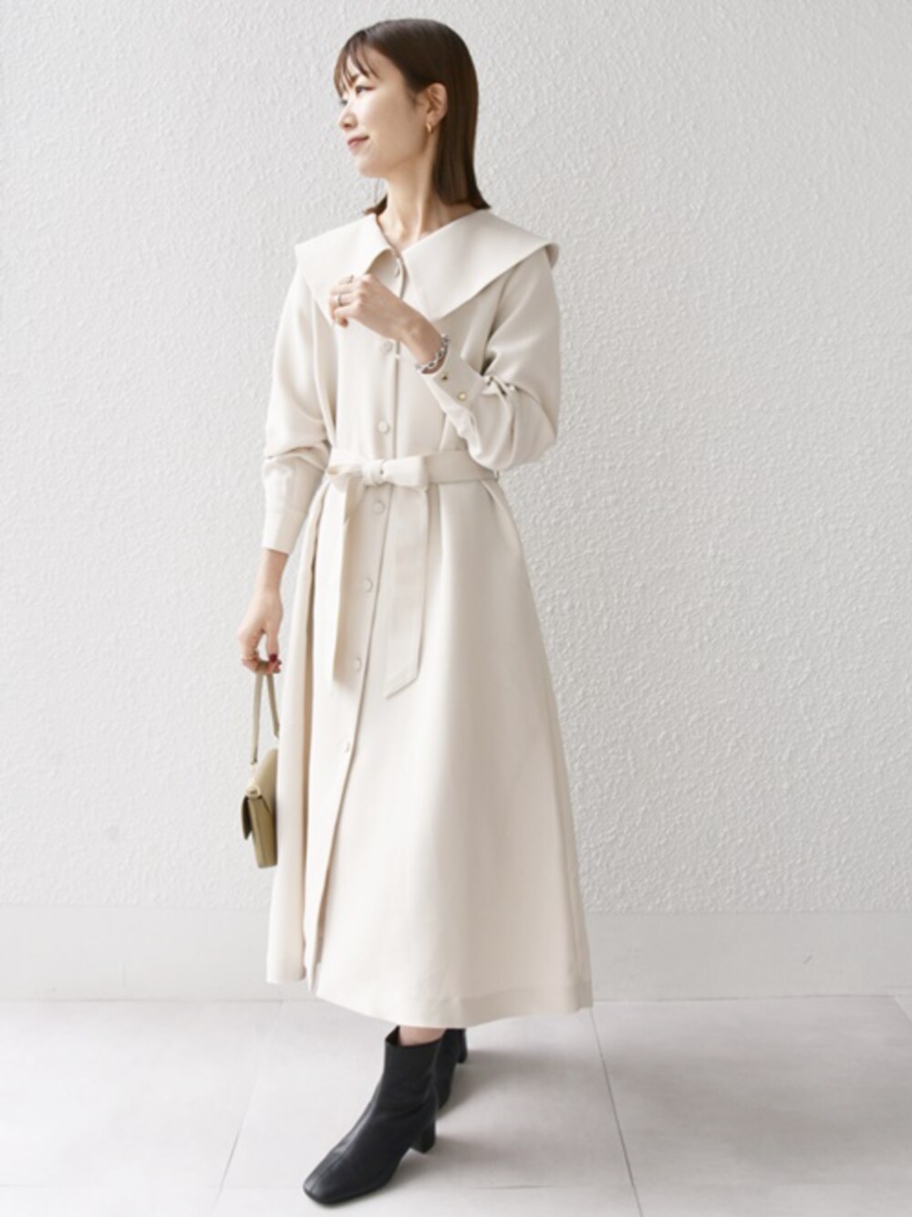 SHIPS any: 〈洗濯機可能〉ダブルクロス チェルシー ワンピース［NAVY 