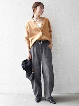 「アイテム（帽子）」を使った、机さん（レディース・166cm）の秋コーディネート