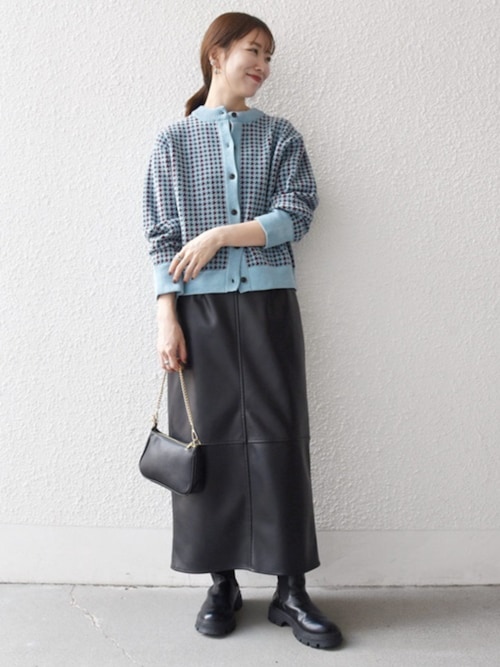 SHIPS any モールヤーン クルーネック 千鳥柄 カーディガン SHIPS｜《一部追加予約》SHIPS any:<手洗い可能>モールヤーン クルー