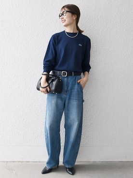 「アイテム（ボストンバッグ）」を使った、机さん（レディース・166cm）の秋コーディネート