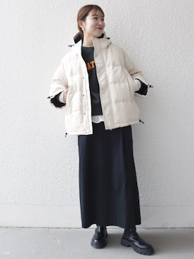 「アイテム（ダウンジャケット/コート）」を使った、机さん（レディース・166cm）の秋コーディネート
