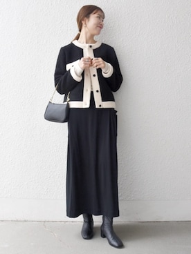 「アイテム（ノーカラージャケット）」を使った、机さん（レディース・166cm）の秋コーディネート