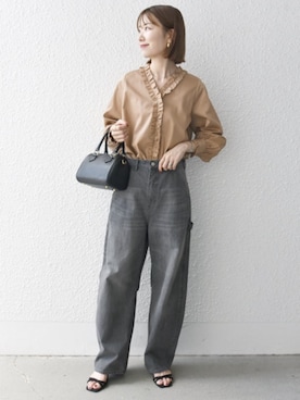 「ペインターパンツ」｜「アイテム（サンダル）」を使った、机さん（レディース・166cm）の夏コーディネート