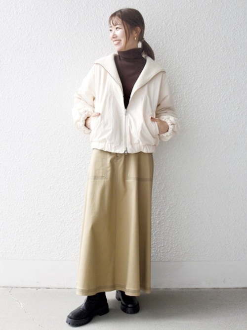 SHIPS any:〈洗濯機可能〉チノ ステッチ フレア ロング スカート