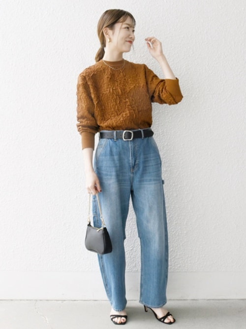 WEB限定】SHIPS any:〈手洗い可能〉ジャカード バンピー クルーネック