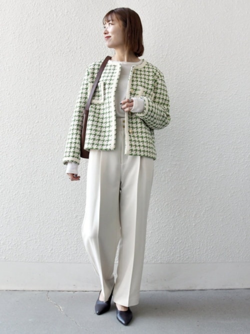 美品✨シップスエニィ　ツイードノーカラー オーバージャケット　洗える　金ボタン セール】 【WEB限定】SHIPS any:〈手洗い可能〉ツイード ノーカラー