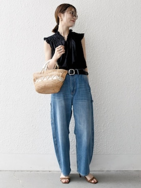 「アイテム（サングラス）」を使った、机さん（レディース・166cm）の夏コーディネート