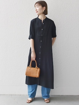 「カーブデニム」｜机さん（レディース・166cm）の夏コーディネート