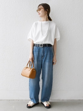 「アイテム（ボストンバッグ）」を使った、机さん（レディース・166cm）の夏コーディネート