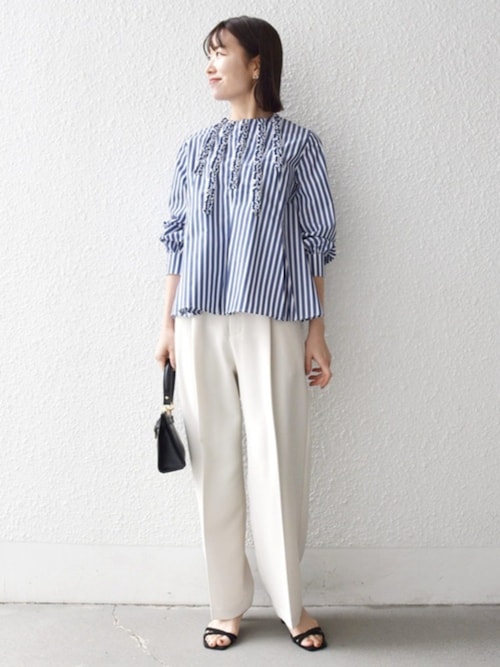 SHIPS any:〈洗濯機可能〉REPREVE フリル クルーネック Aライン