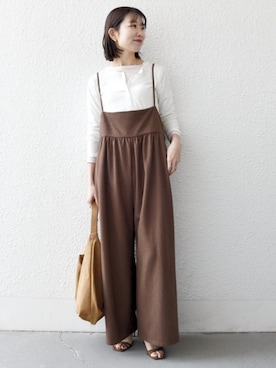 「SHIPS any（シップス エニィ）のSHIPS any: A4 タッセル ワンショルダー バッグ（トートバッグ、イエロー系）」を使った、机さん（レディース・166cm）の春コーディネート