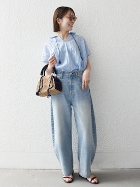 「EBLOUNA（エブローナ）のアイテム」を使った、机さん（レディース・166cm）の夏コーディネート