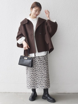 「SHIPS any（シップス エニィ）のSHIPS any:〈手洗い可能〉レオパード ジャカード Iライン イージー スカート（スカート）」を使った、机さん（レディース・166cm）の秋コーディネート