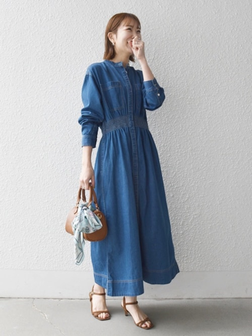 SHIPS any: シャーリング デニム ポケット ワンピース ［SHIPS any