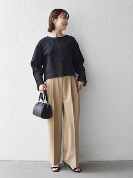 「SHIPS any（シップス エニィ）のSHIPS any: クロス ストラップ サンダル（サンダル、ブラック系）」を使った、机さん（レディース・166cm）の春コーディネート