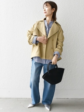 「24SS」｜「アイテム（トレンチコート）」を使った、机さん（レディース・166cm）の冬コーディネート