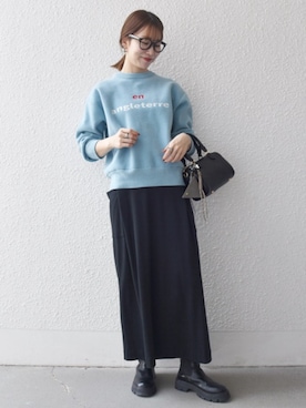 「アイテム（ボストンバッグ）」を使った、机さん（レディース・166cm）の秋コーディネート