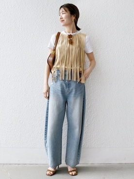 「PETIT BATEAU（プチバトー）のアイテム」を使った、机さん（レディース・166cm）の夏コーディネート