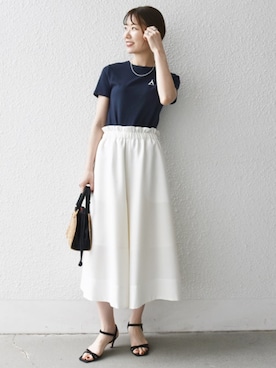 「PETIT BATEAU（プチバトー）のアイテム」を使った、机さん（レディース・166cm）の夏コーディネート