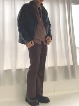 「ASTRONOMY（アストロノミー）のアイテム（ライダースジャケット）」を使った、ミナケン　さん（メンズ・177cm）の秋コーディネート