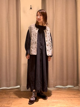 「TSUHARU by Samansa Mos2（ツハルバイサマンサモスモス）のアイテム（ベスト）」を使った、きのぴーさん（レディース・157cm）の秋コーディネート