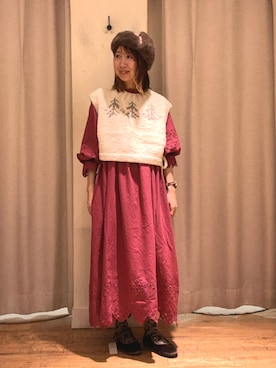 「TSUHARU by Samansa Mos2（ツハルバイサマンサモスモス）のアイテム（ベスト）」を使った、きのぴーさん（レディース・157cm）の秋コーディネート