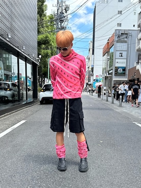 「赤黒コーデ」｜たいがさん（メンズ・175cm）の夏コーディネート