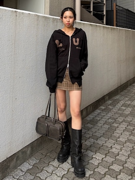 与口令央奈さん（レディース・160cm）の冬コーディネート