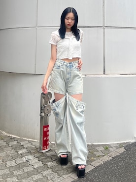 「EMODA」｜与口令央奈さん（レディース・160cm）の夏コーディネート
