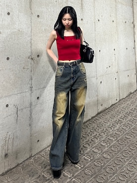 「アイテム（ハンドバッグ）」を使った、与口令央奈さん（レディース・160cm）の夏コーディネート