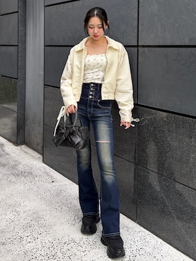 「EMODA（エモダ）のアイテム」を使った、与口令央奈さん（レディース・160cm）の春コーディネート