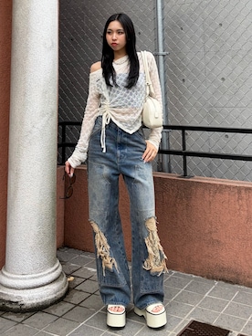 与口令央奈さん(レディース・160cm)の春コーディネート