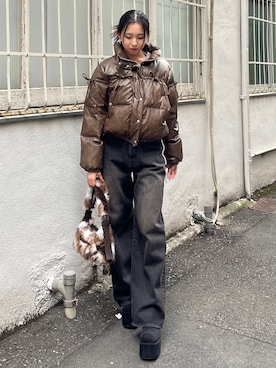 与口令央奈さん（レディース・160cm）の冬コーディネート