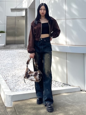 「EMODA（エモダ）のアイテム（キャミソール）」を使った、与口令央奈さん（レディース・160cm）の秋コーディネート