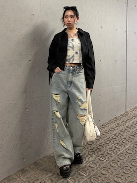 与口令央奈さん（レディース・160cm）の春コーディネート