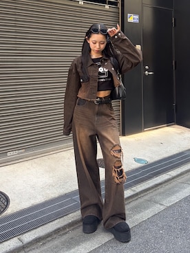 与口令央奈さん（レディース・160cm）の秋コーディネート