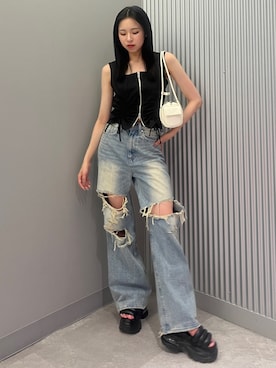 「エモダ」｜与口令央奈さん（レディース・160cm）の夏コーディネート