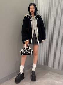 ショートフェイクムートンブルゾン[品番：MKSW0039878]｜EMODA