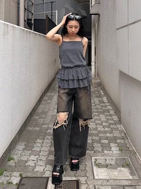 与口令央奈さん(レディース・160cm)の夏コーディネート