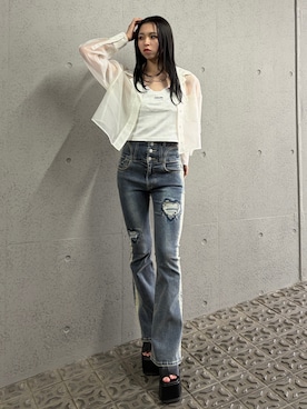 「EMODA（エモダ）のアイテム（パンツ）」を使った、与口令央奈さん（レディース・160cm）の春コーディネート