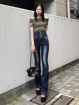 「アイテム（ハンドバッグ）」を使った、与口令央奈さん（レディース・160cm）の夏コーディネート